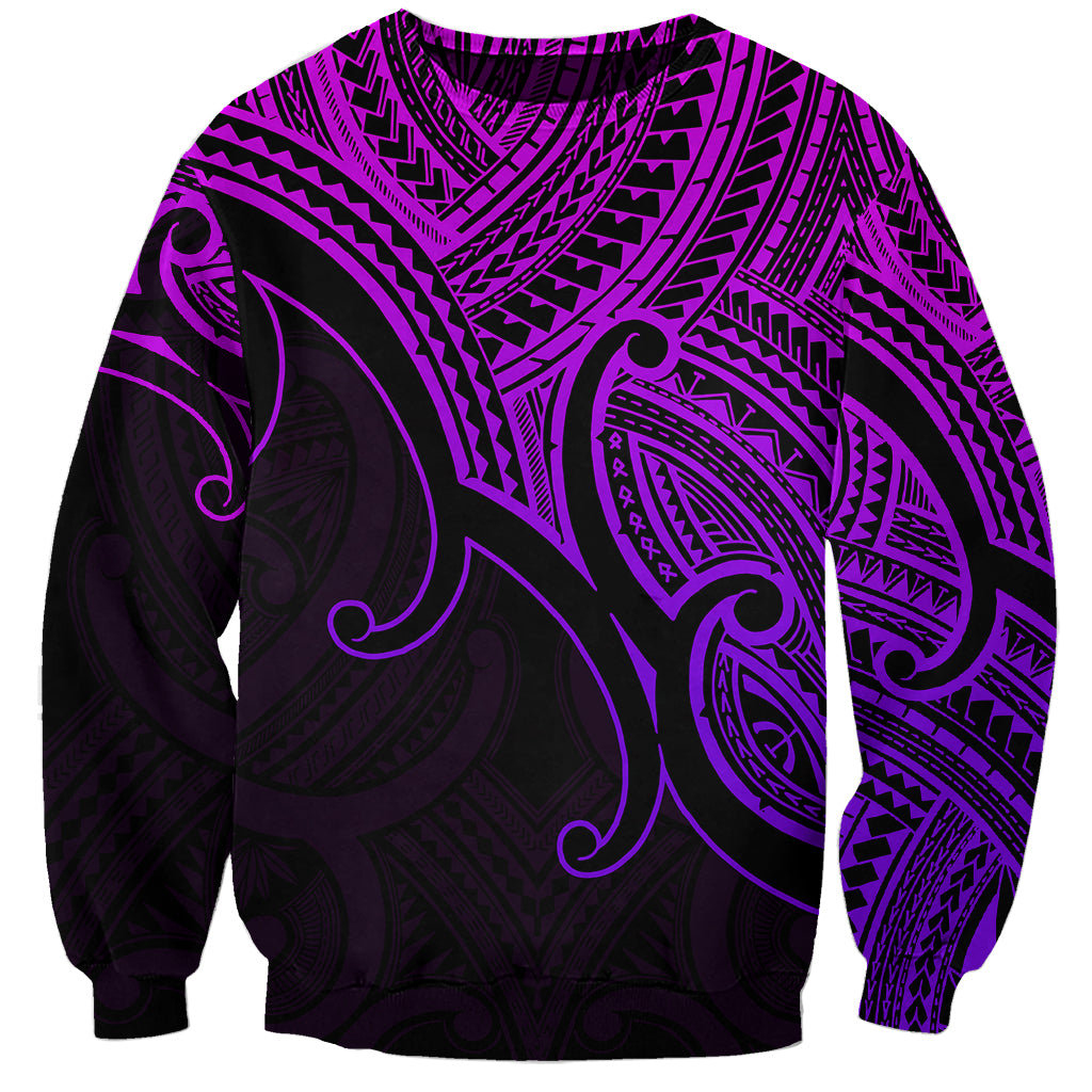 Custom Aotearoa Polynesian Sweatshirt with Maori Koru Purple - Wonder Print Shop