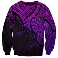 Custom Aotearoa Polynesian Sweatshirt with Maori Koru Purple - Wonder Print Shop