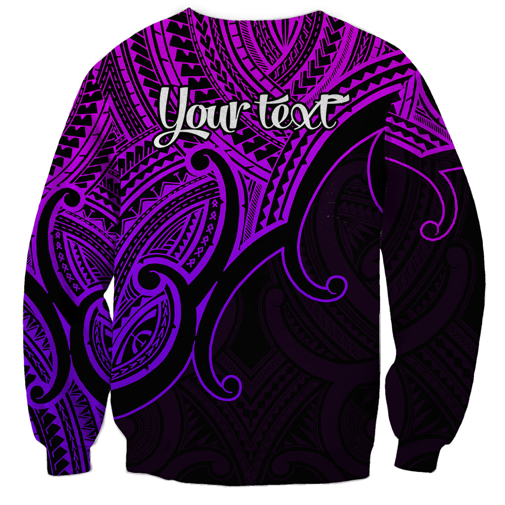 Custom Aotearoa Polynesian Sweatshirt with Maori Koru Purple - Wonder Print Shop