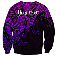 Custom Aotearoa Polynesian Sweatshirt with Maori Koru Purple - Wonder Print Shop