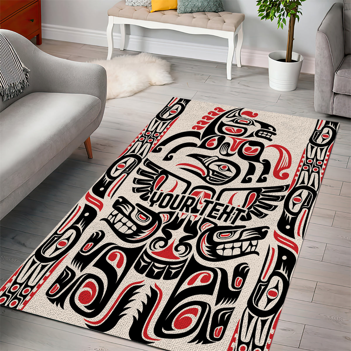 Personalized Canada Indigenous Haida Art Area Rug LT9 - Wonder Print Shop