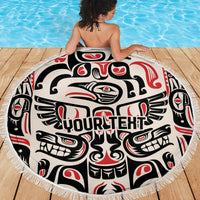 Personalized Canada Indigenous Haida Art Beach Blanket LT9 - Wonder Print Shop
