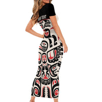 Personalized Canada Indigenous Haida Art Family Matching Short Sleeve Bodycon Dress and Hawaiian Shirt - Wonder Print Shop