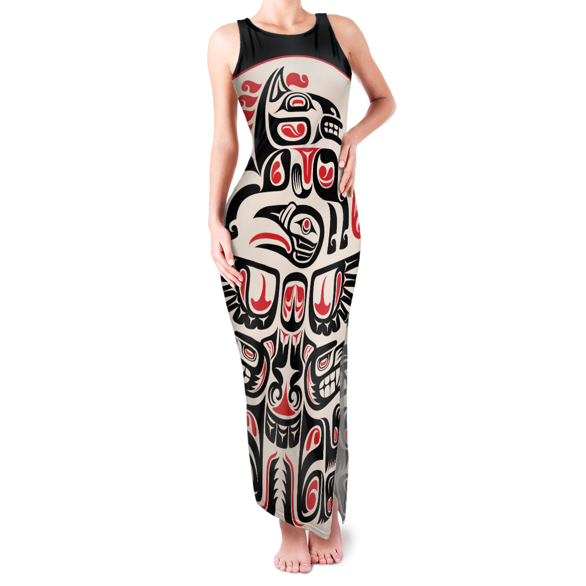 Personalized Canada Indigenous Haida Art Family Matching Tank Maxi Dress and Hawaiian Shirt - Wonder Print Shop