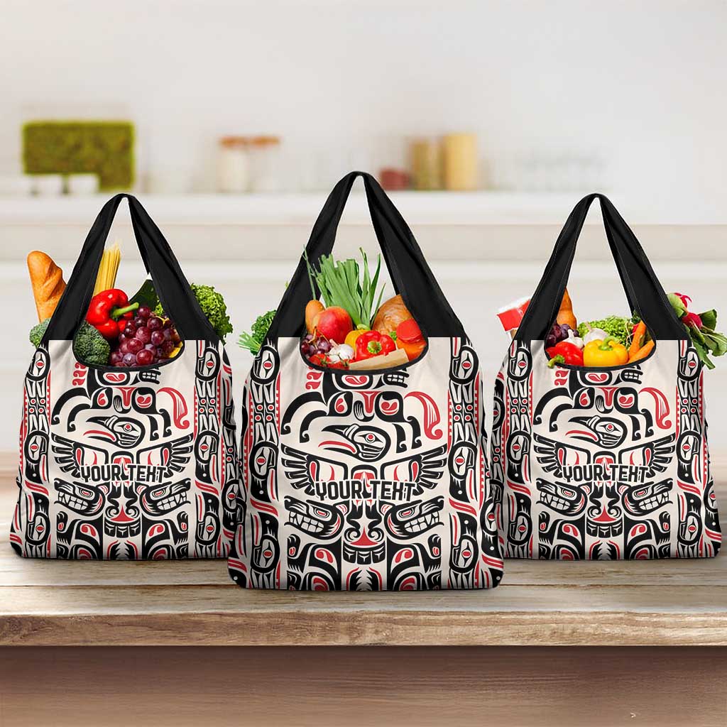 Personalized Canada Indigenous Haida Art Grocery Bag