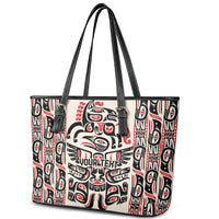Personalized Canada Indigenous Haida Art Leather Tote Bag - Wonder Print Shop