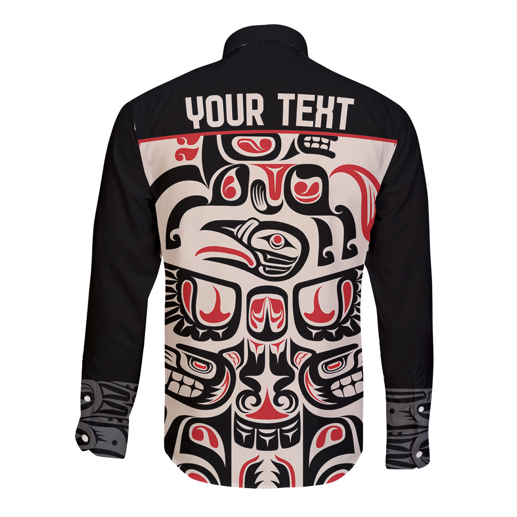 Personalized Canada Indigenous Haida Art Long Sleeve Button Shirt - Wonder Print Shop