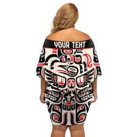 Personalized Canada Indigenous Haida Art Off Shoulder Short Dress - Wonder Print Shop