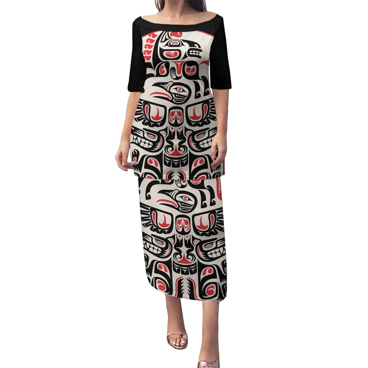 Personalized Canada Indigenous Haida Art Puletasi - Wonder Print Shop