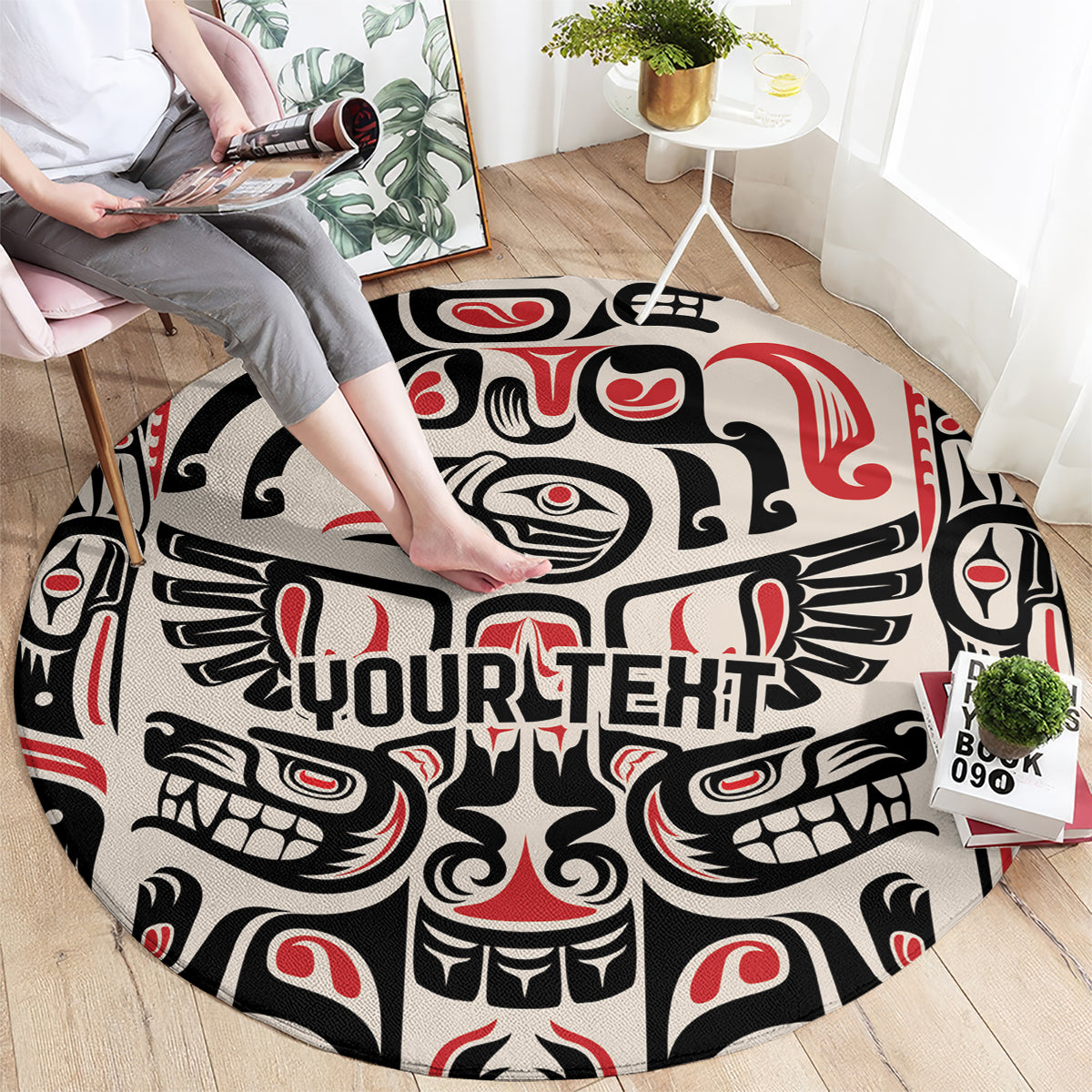 Personalized Canada Indigenous Haida Art Round Carpet