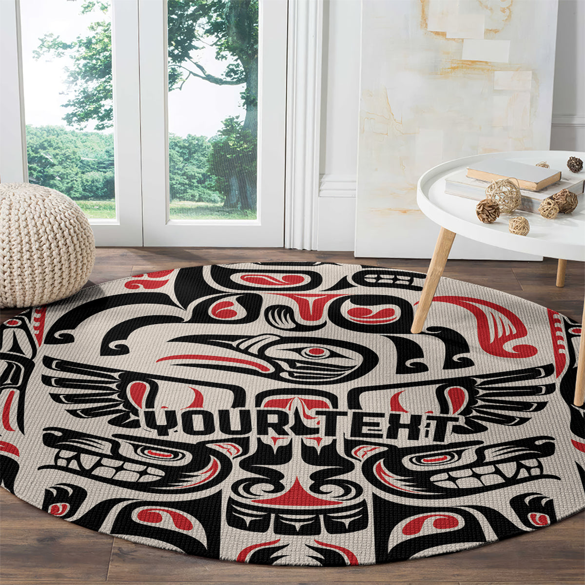 Personalized Canada Indigenous Haida Art Round Carpet