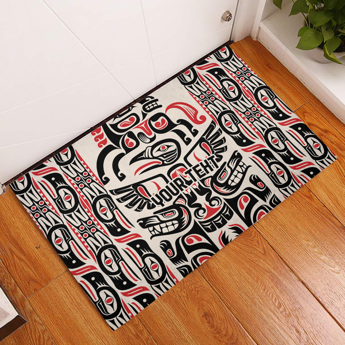 Personalized Canada Indigenous Haida Art Rubber Doormat - Wonder Print Shop