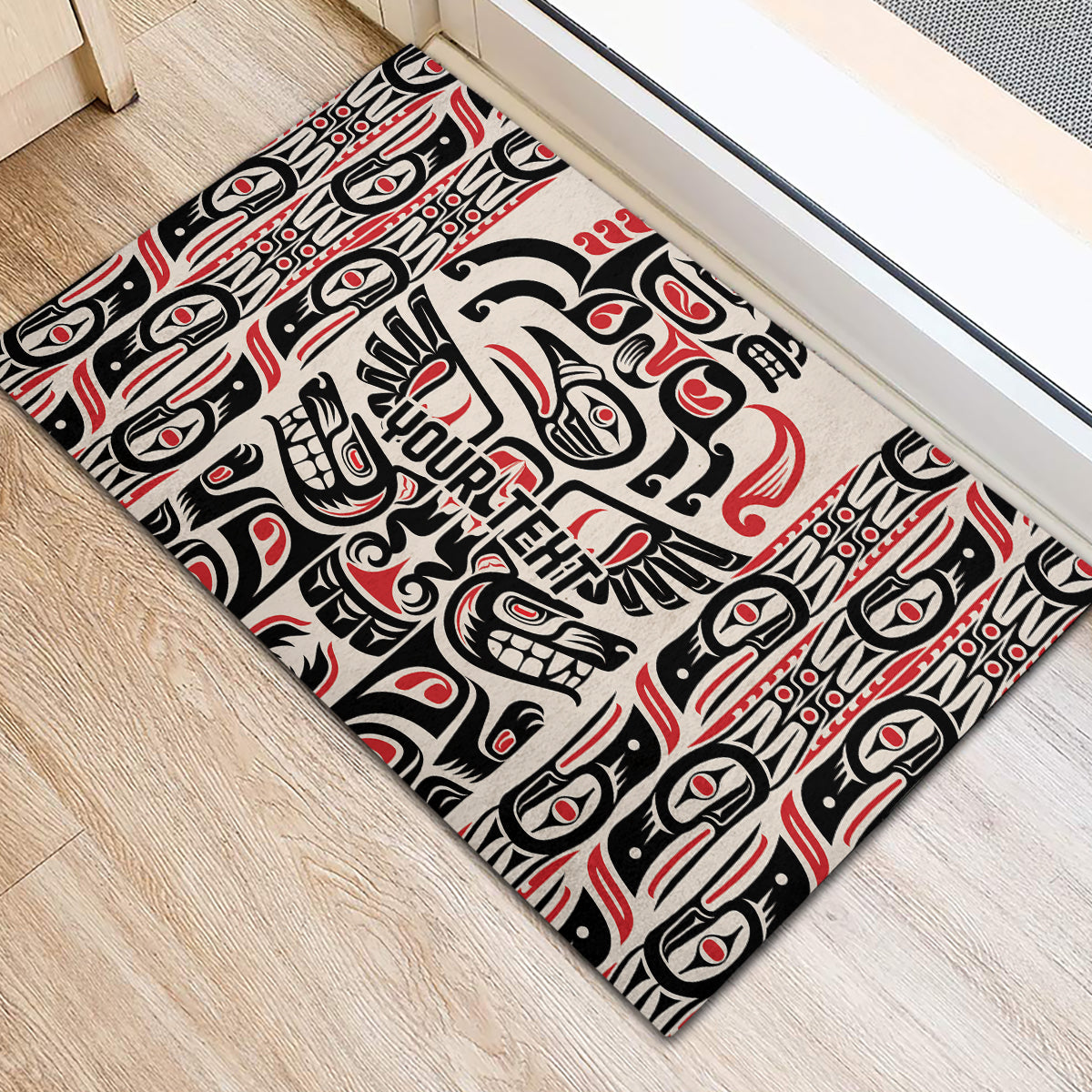 Personalized Canada Indigenous Haida Art Rubber Doormat - Wonder Print Shop
