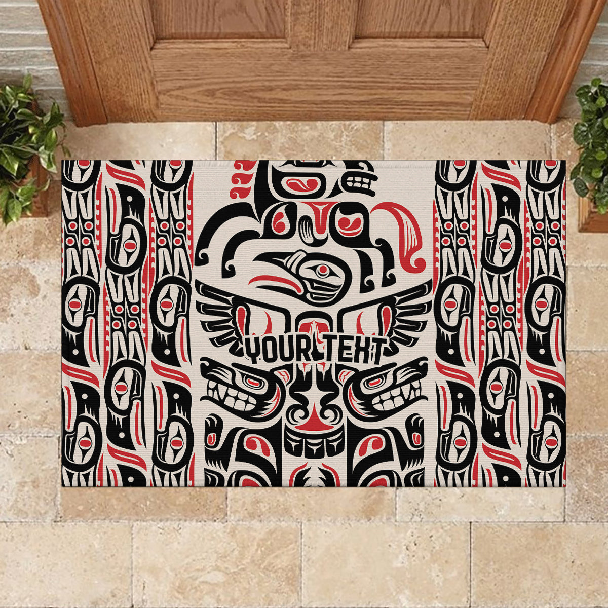 Personalized Canada Indigenous Haida Art Rubber Doormat - Wonder Print Shop
