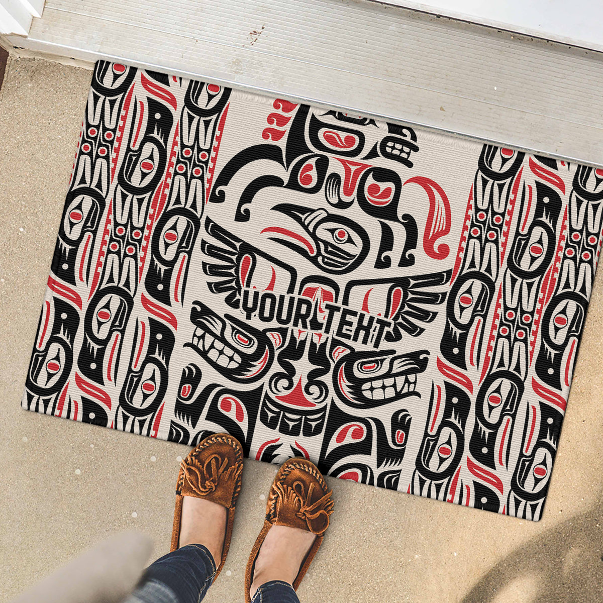 Personalized Canada Indigenous Haida Art Rubber Doormat - Wonder Print Shop
