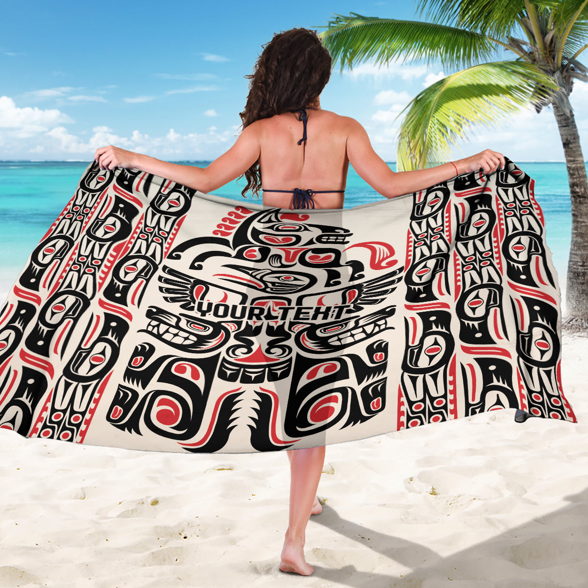 Personalized Canada Indigenous Haida Art Sarong - Wonder Print Shop