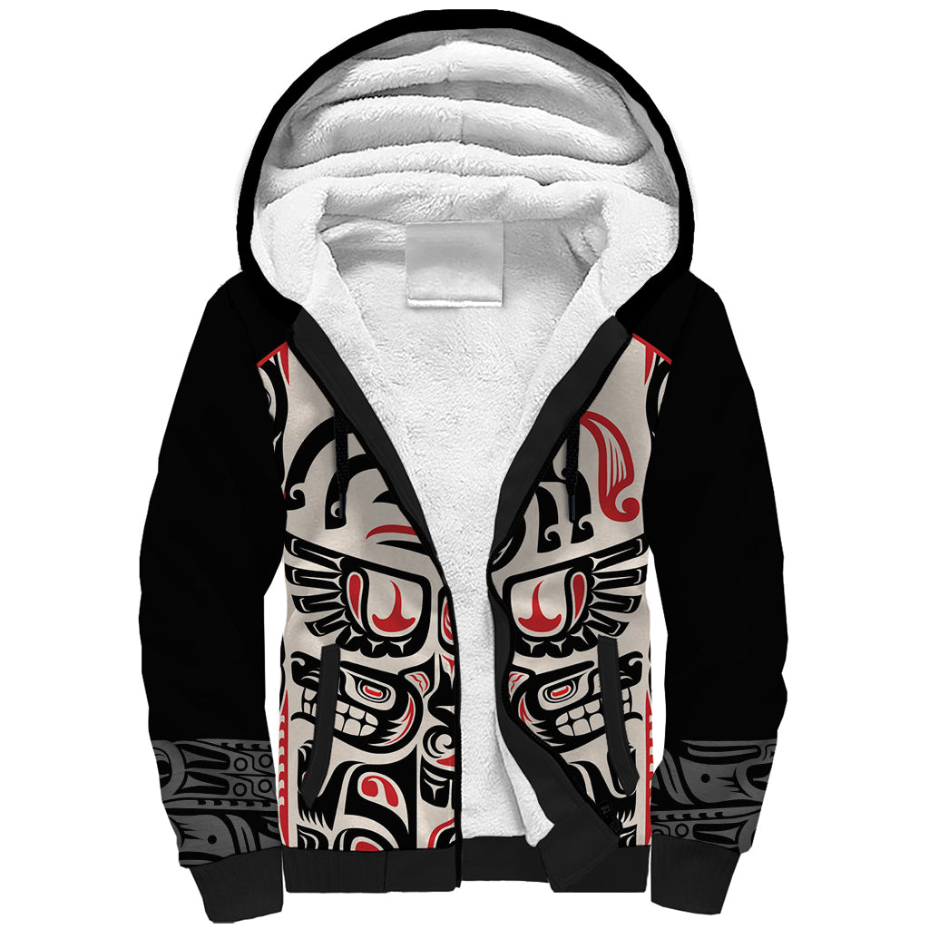 Personalized Canada Indigenous Haida Art Sherpa Hoodie - Wonder Print Shop