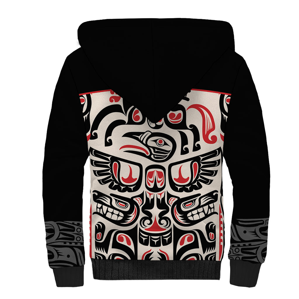 Personalized Canada Indigenous Haida Art Sherpa Hoodie - Wonder Print Shop