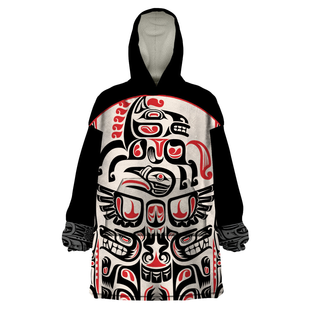 Personalized Canada Indigenous Haida Art Wearable Blanket Hoodie - Wonder Print Shop