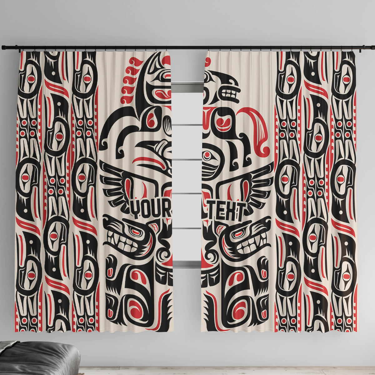 Personalized Canada Indigenous Haida Art Window Curtain - Wonder Print Shop