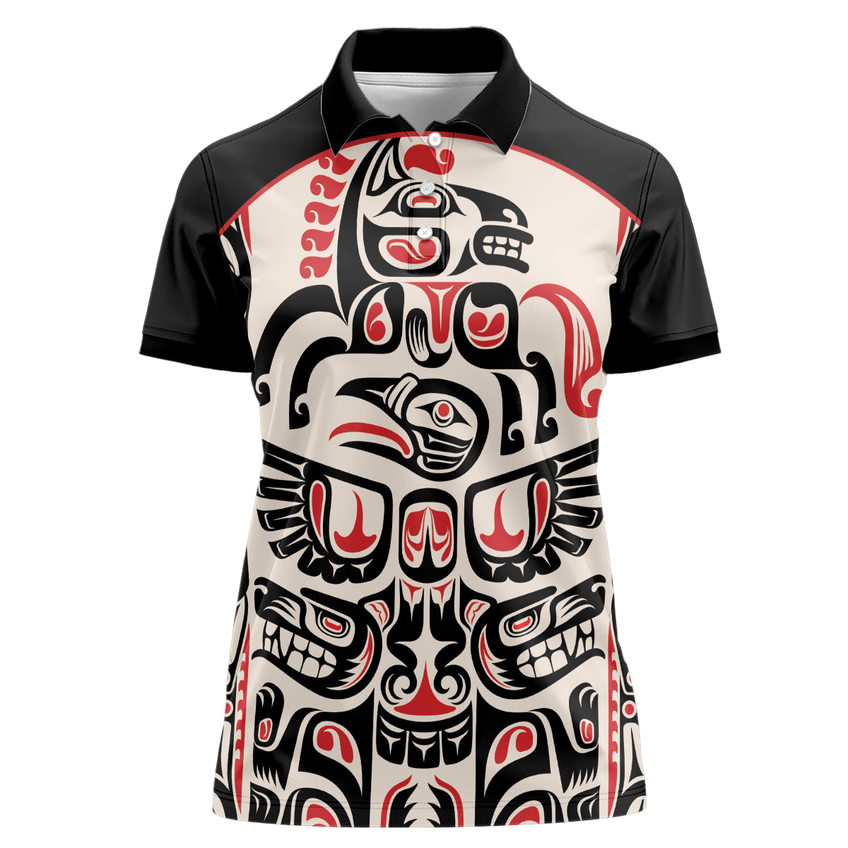 Personalized Canada Indigenous Haida Art Women Polo Shirt - Wonder Print Shop