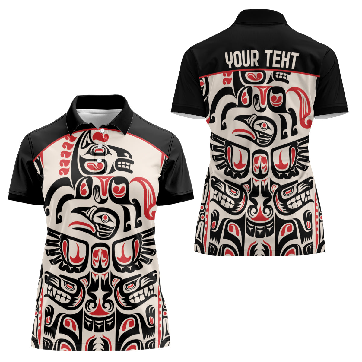 Personalized Canada Indigenous Haida Art Women Polo Shirt - Wonder Print Shop