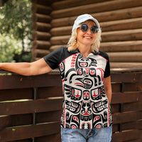 Personalized Canada Indigenous Haida Art Women Polo Shirt - Wonder Print Shop