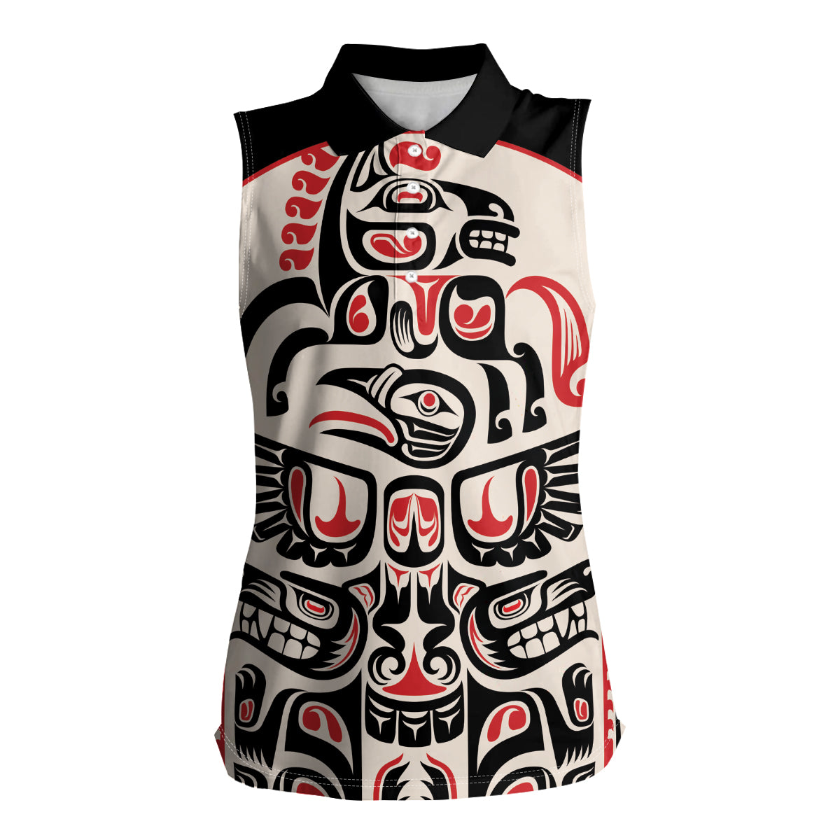 Personalized Canada Indigenous Haida Art Women Sleeveless Polo Shirt - Wonder Print Shop