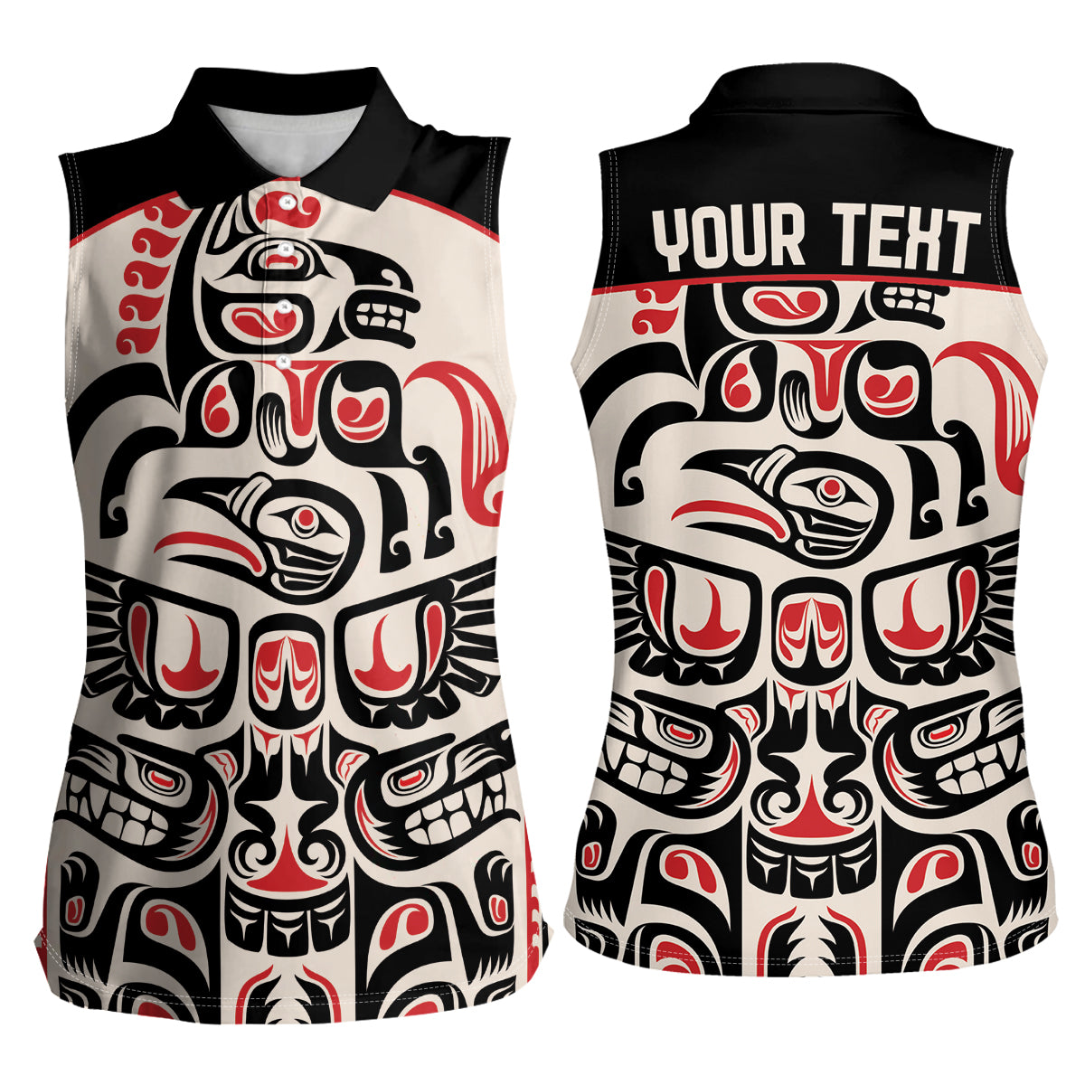 Personalized Canada Indigenous Haida Art Women Sleeveless Polo Shirt - Wonder Print Shop