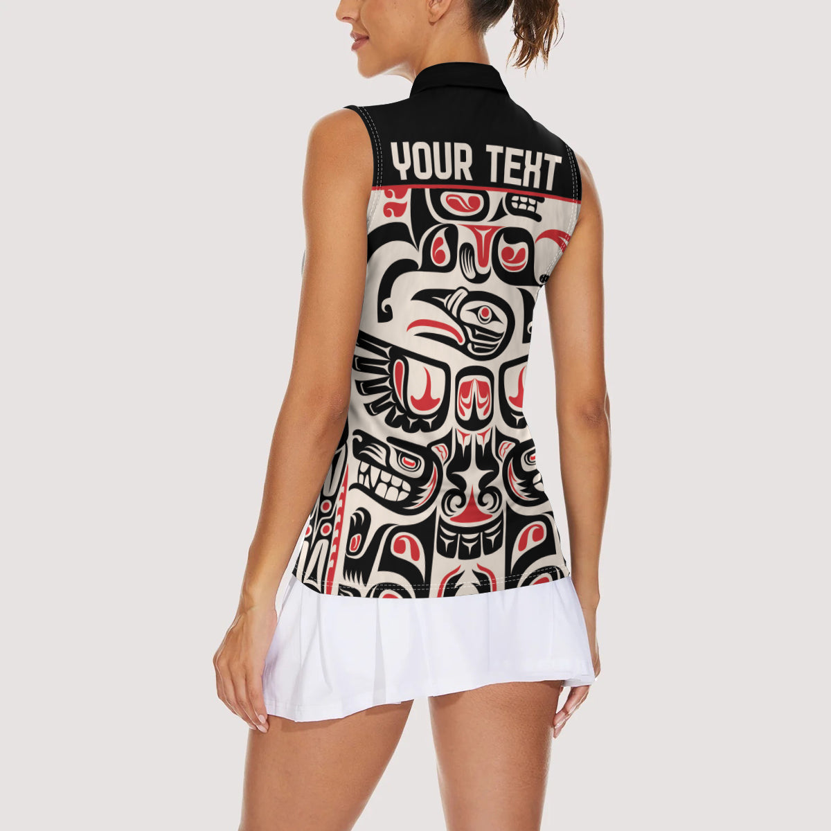 Personalized Canada Indigenous Haida Art Women Sleeveless Polo Shirt - Wonder Print Shop