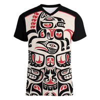 Personalized Canada Indigenous Haida Art Women V-Neck T-Shirt - Wonder Print Shop