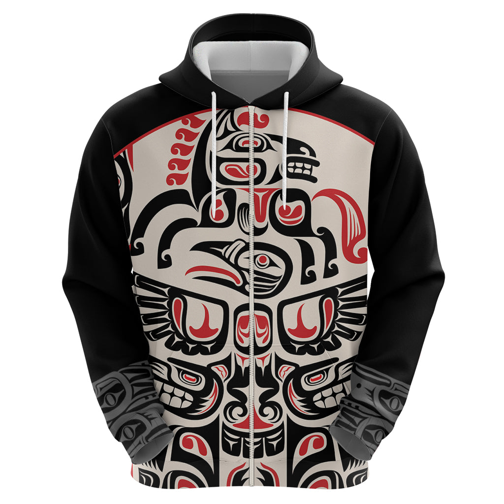 Personalized Canada Indigenous Haida Art Zip Hoodie - Wonder Print Shop