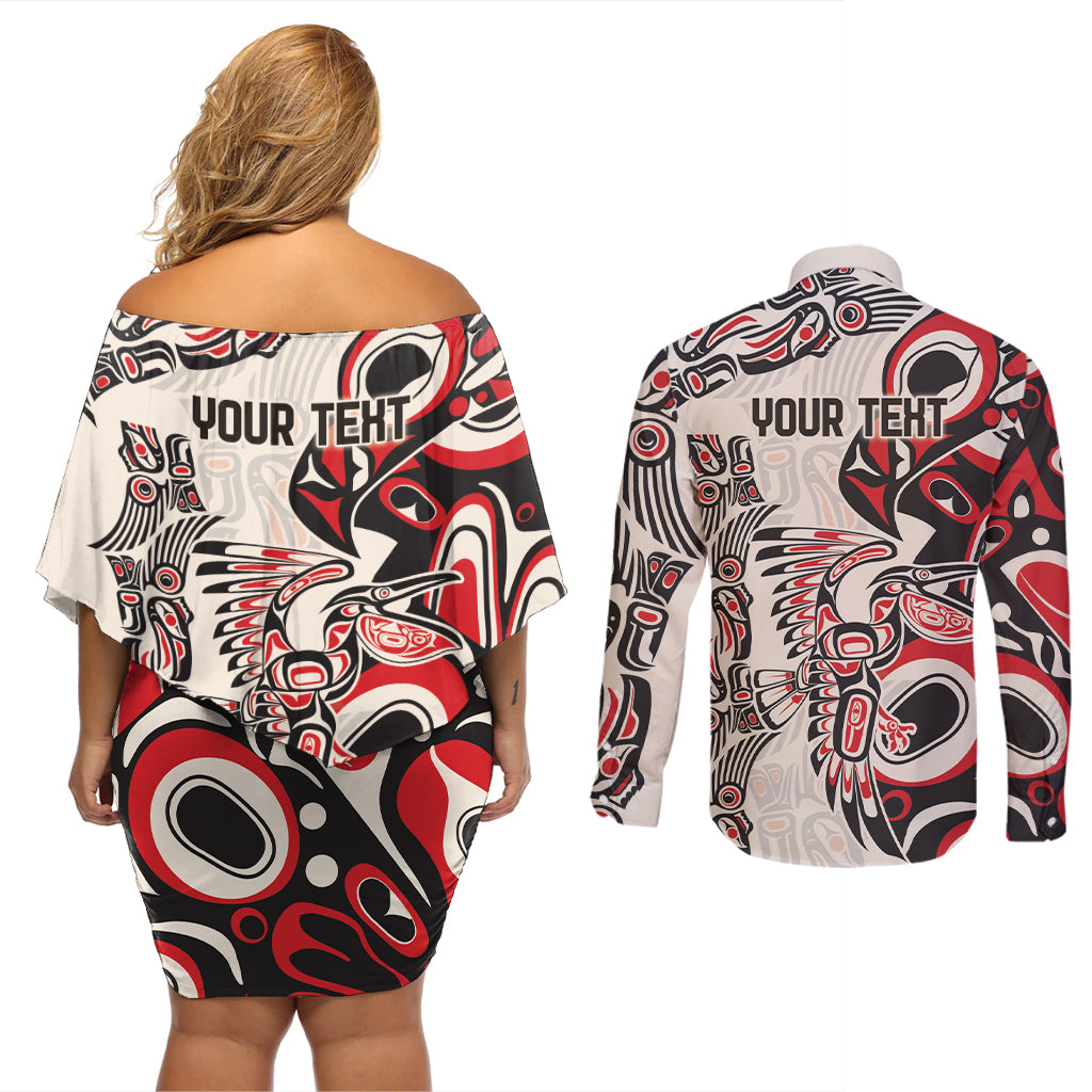Personalized Canada Indigenous History Month Couples Matching Off Shoulder Short Dress and Long Sleeve Button Shirt LT9 - Wonder Print Shop