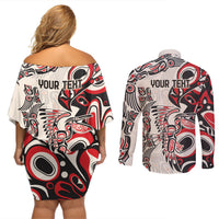 Personalized Canada Indigenous History Month Couples Matching Off Shoulder Short Dress and Long Sleeve Button Shirt LT9 - Wonder Print Shop