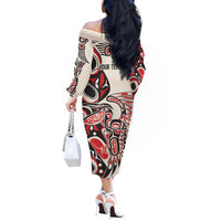 Personalized Canada Indigenous History Month Off The Shoulder Long Sleeve Dress - Wonder Print Shop