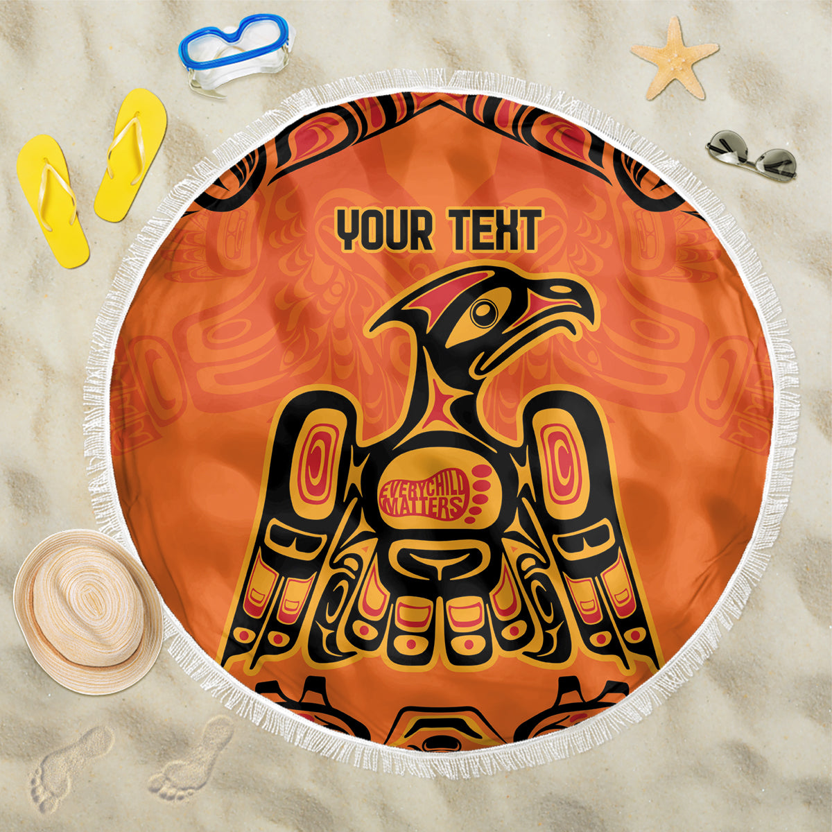 Personalized Every Child Matter Beach Blanket Canadian Native Indigenous Haida LT9 - Wonder Print Shop