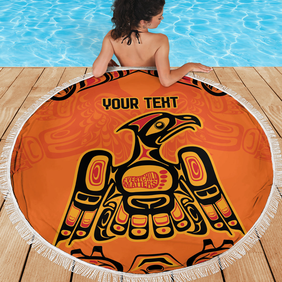 Personalized Every Child Matter Beach Blanket Canadian Native Indigenous Haida LT9 - Wonder Print Shop