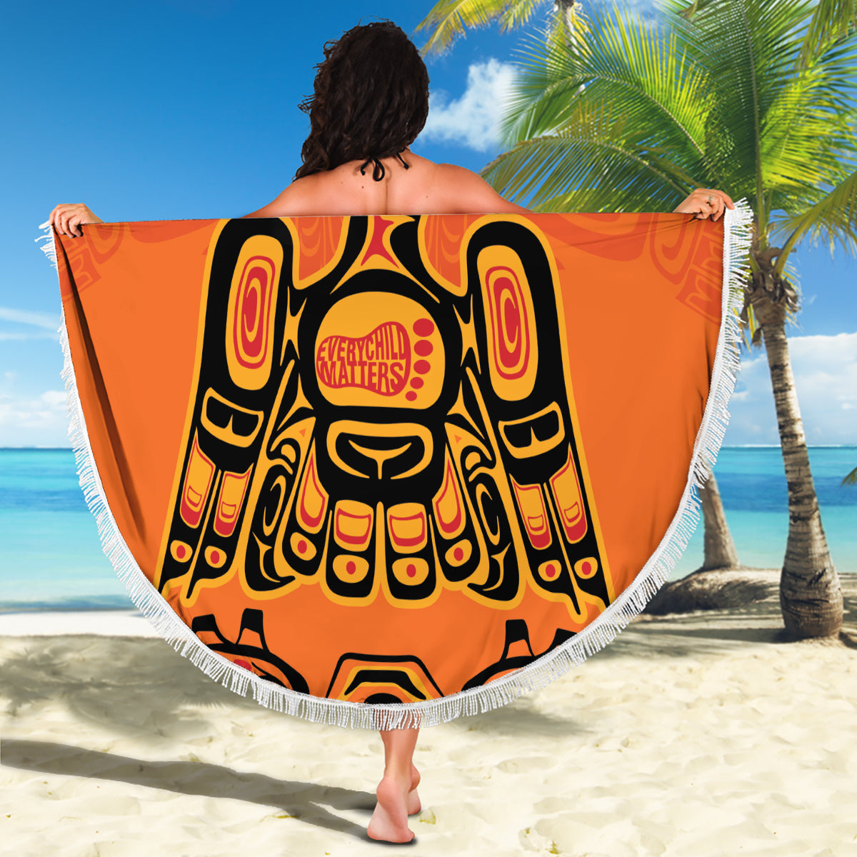 Personalized Every Child Matter Beach Blanket Canadian Native Indigenous Haida LT9 - Wonder Print Shop