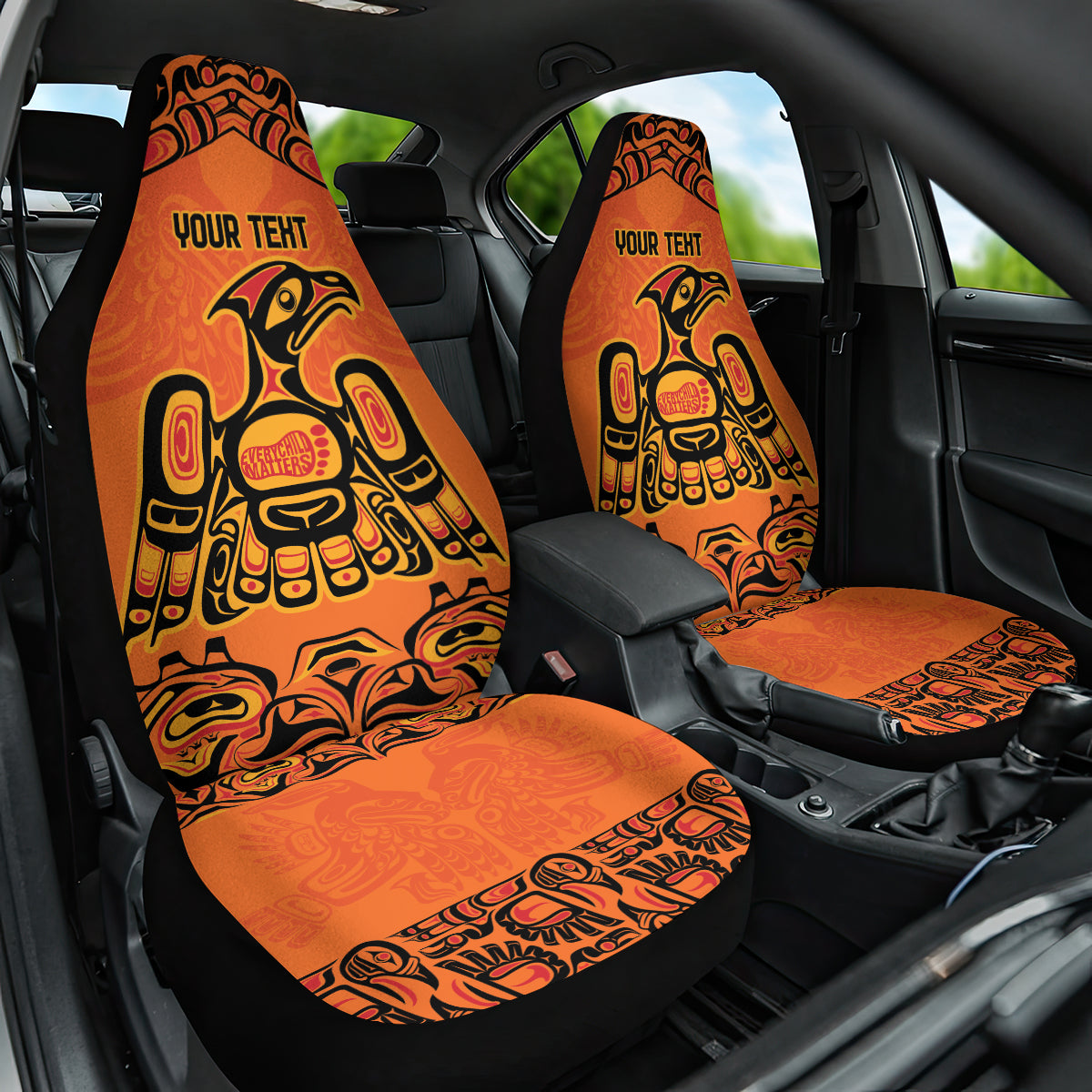 Personalized Every Child Matter Car Seat Cover Canadian Native Indigenous Haida LT9 - Wonder Print Shop