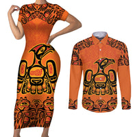Personalized Every Child Matter Couples Matching Short Sleeve Bodycon Dress and Long Sleeve Button Shirt Canadian Native Indigenous Haida LT9 - Wonder Print Shop