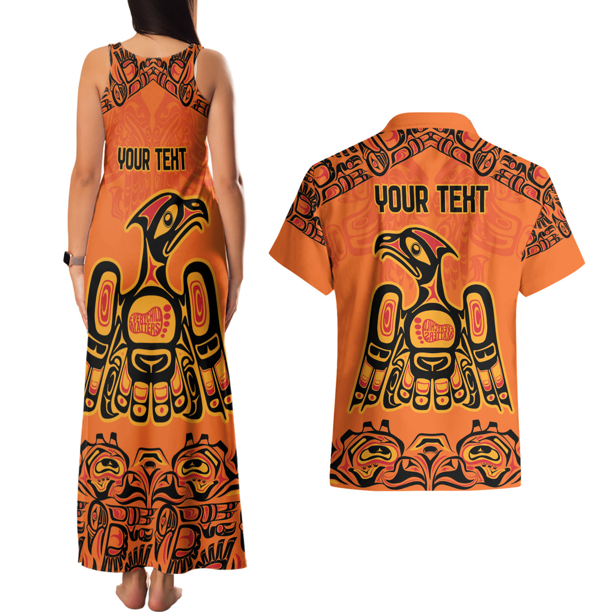 Personalized Every Child Matter Couples Matching Tank Maxi Dress and Hawaiian Shirt Canadian Native Indigenous Haida LT9 - Wonder Print Shop