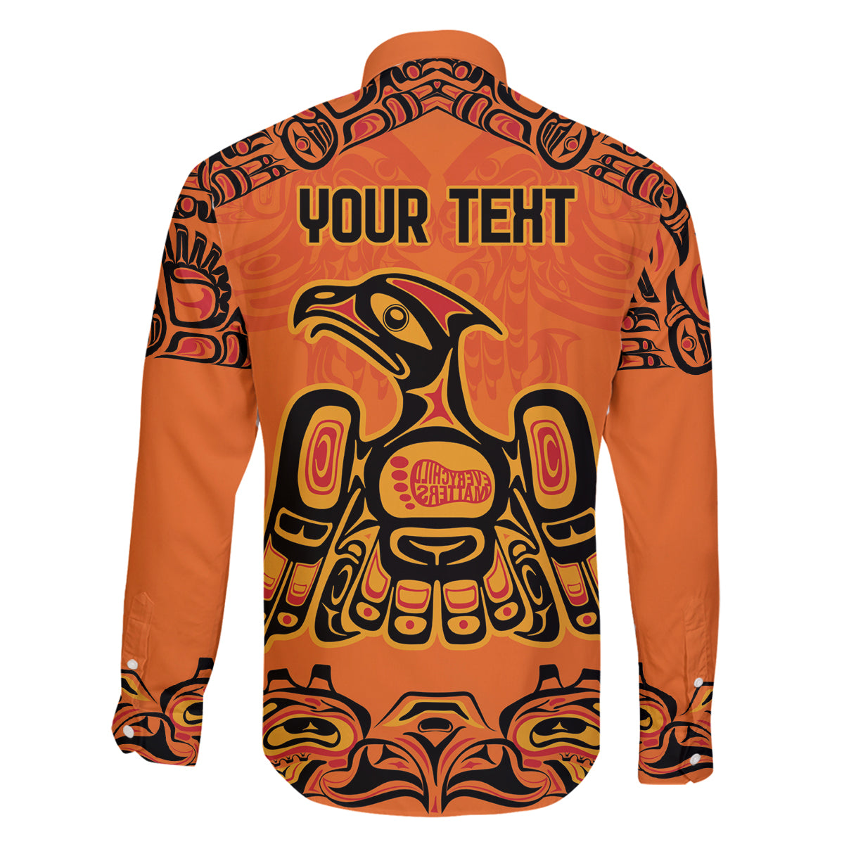 Personalized Every Child Matter Family Matching Off The Shoulder Long Sleeve Dress and Hawaiian Shirt Canadian Native Indigenous Haida - Wonder Print Shop