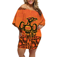 Personalized Every Child Matter Family Matching Off Shoulder Short Dress and Hawaiian Shirt Canadian Native Indigenous Haida LT9 - Wonder Print Shop