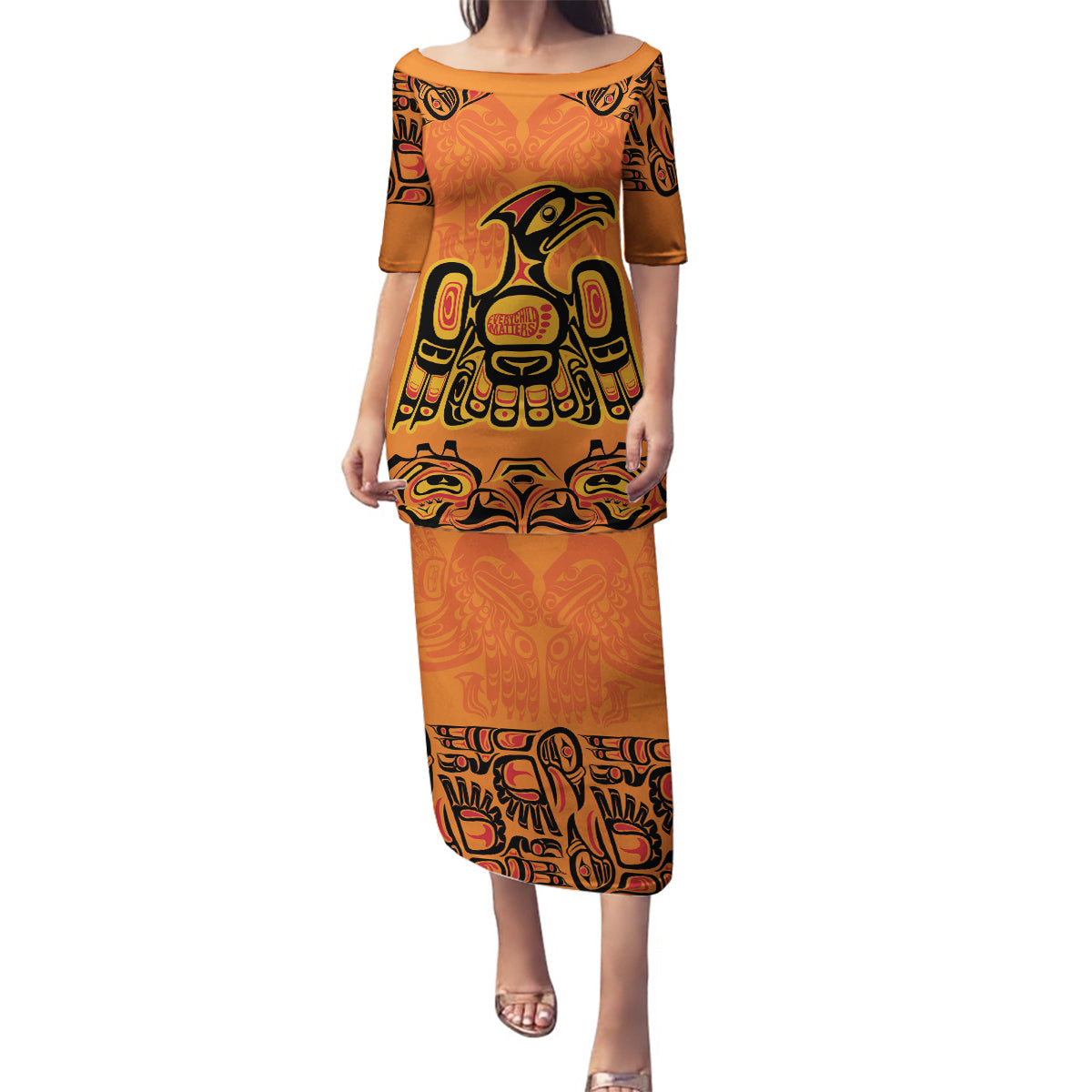 Personalized Every Child Matter Family Matching Puletasi and Hawaiian Shirt Canadian Native Indigenous Haida - Wonder Print Shop