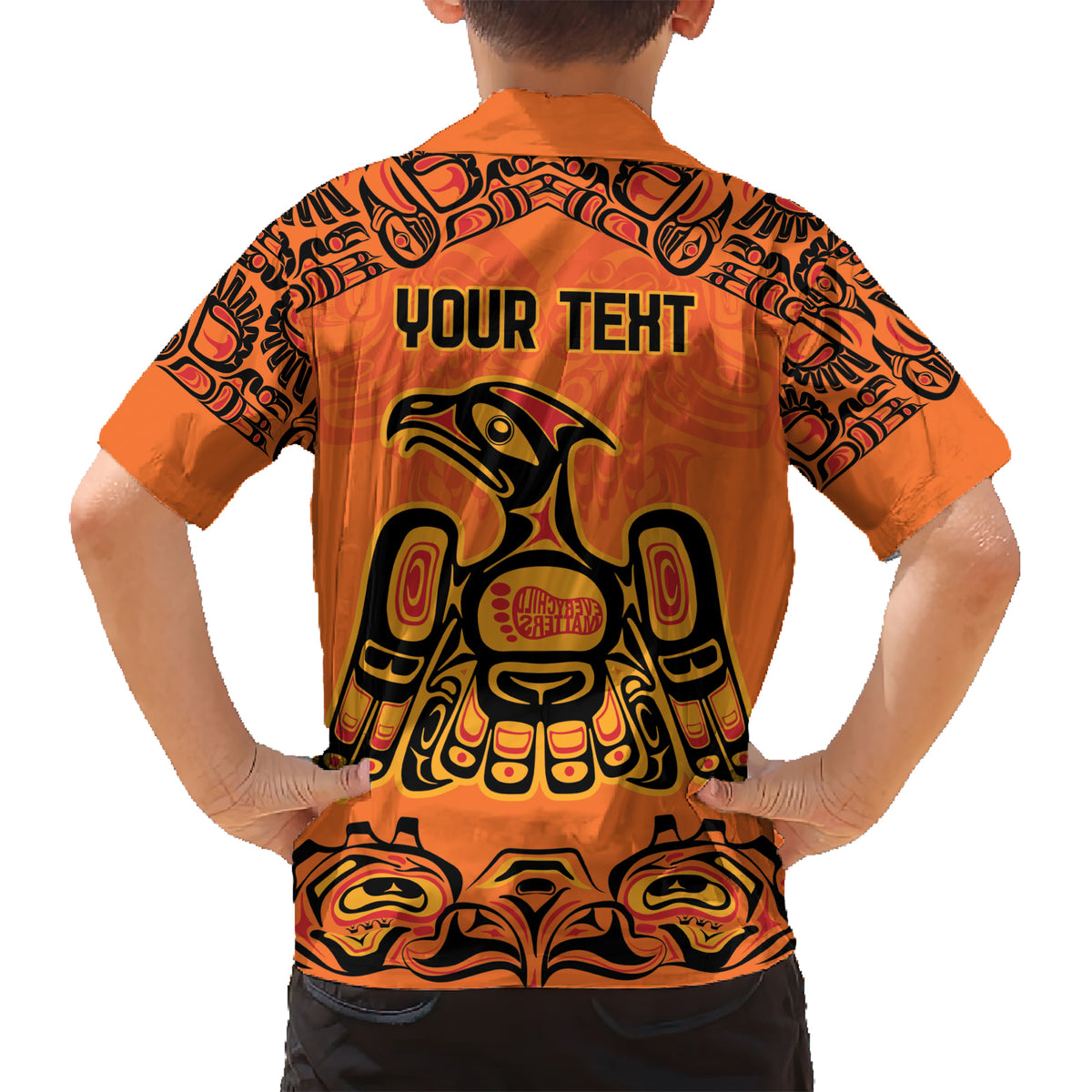 Personalized Every Child Matter Family Matching Short Sleeve Bodycon Dress and Hawaiian Shirt Canadian Native Indigenous Haida - Wonder Print Shop