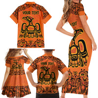 Personalized Every Child Matter Family Matching Short Sleeve Bodycon Dress and Hawaiian Shirt Canadian Native Indigenous Haida - Wonder Print Shop