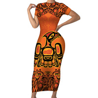 Personalized Every Child Matter Family Matching Short Sleeve Bodycon Dress and Hawaiian Shirt Canadian Native Indigenous Haida - Wonder Print Shop