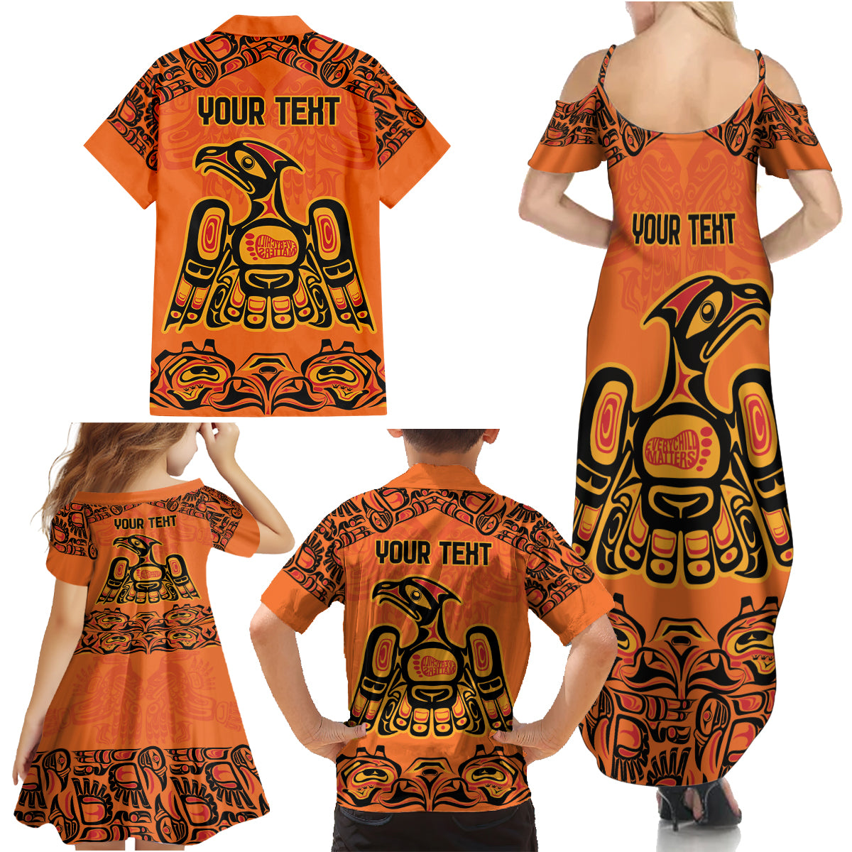 Personalized Every Child Matter Family Matching Summer Maxi Dress and Hawaiian Shirt Canadian Native Indigenous Haida - Wonder Print Shop