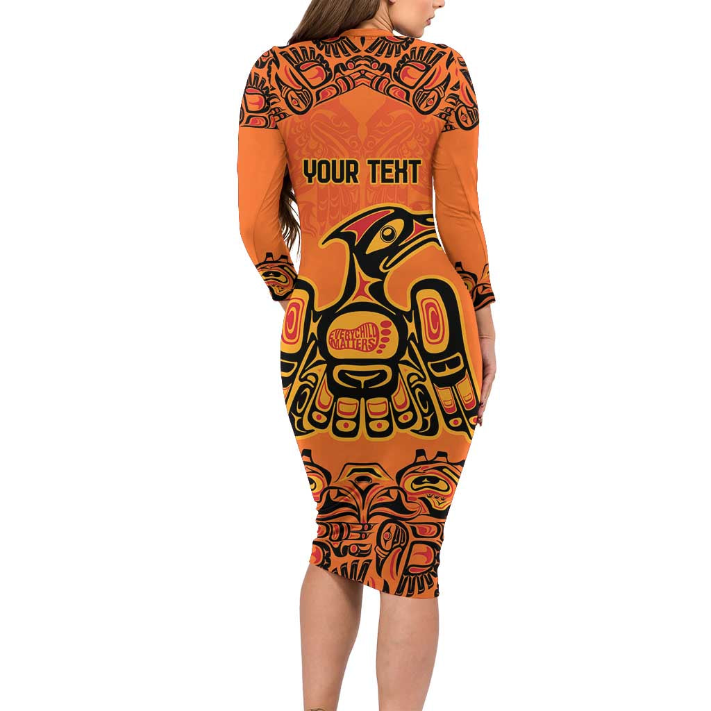 Personalized Every Child Matter Long Sleeve Bodycon Dress Canadian Native Indigenous Haida LT9