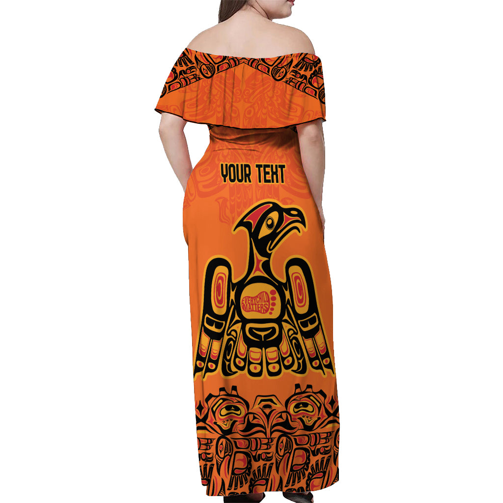 Personalized Every Child Matter Off Shoulder Maxi Dress Canadian Native Indigenous Haida - Wonder Print Shop